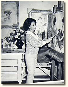 Claretta Painting in Her Studio